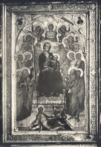 Lombardi — Paolo di Giovanni Fei - sec. XIV/ XV - Madonna con Bambino in trono, santi, angeli e Eva — insieme